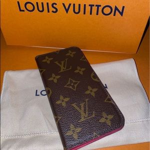 LV iphone x/xs folio case w hot pink interior